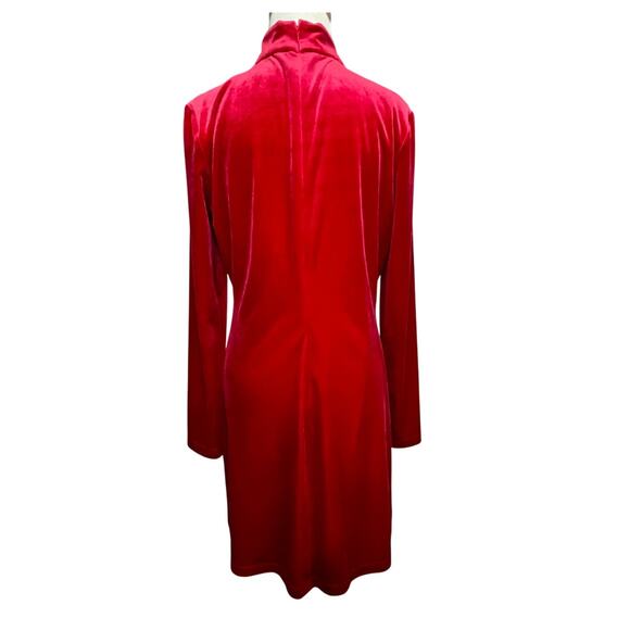 Gianni Bini Dress Womens 10 Red Velour Mock Neck Velvety Modern Holiday Festive - Picture 5 of 16